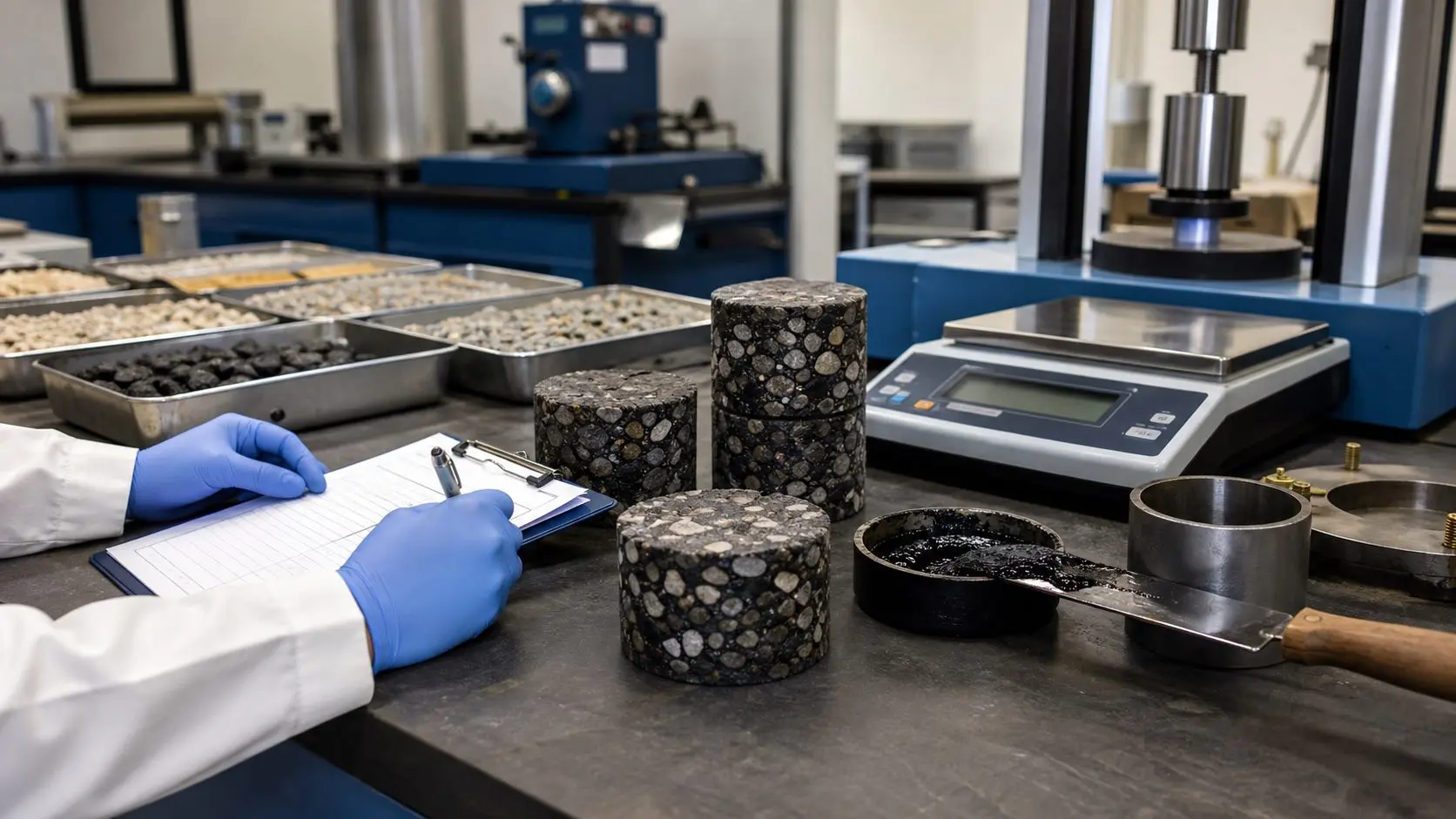 Asphalt laboratory test equipment used to check optimum bitumen content in hot mix asphalt